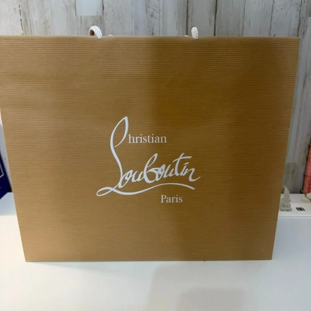 Christian Louboutin Paris Large Shopping Bag Brown Red Interior 16x13